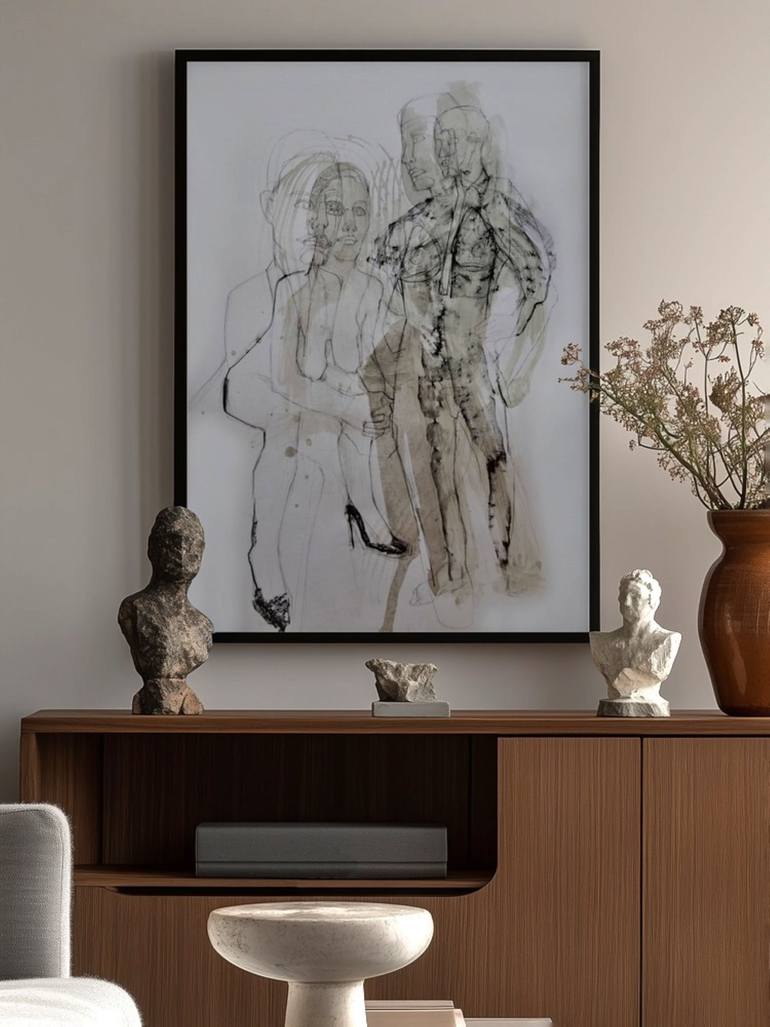 Original Cubism Love Drawing by Doris Schmitz