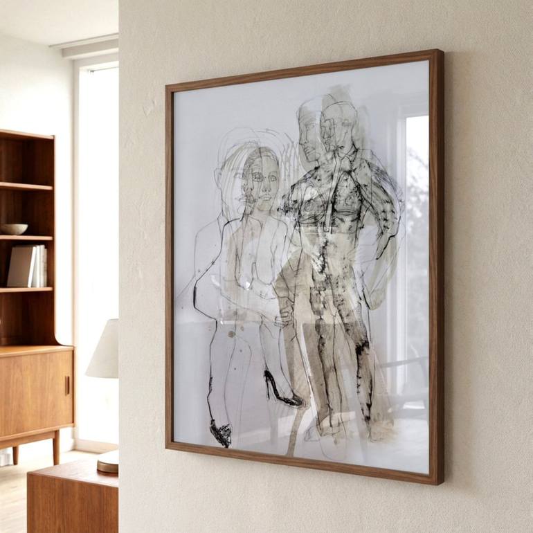 Original Cubism Love Drawing by Doris Schmitz