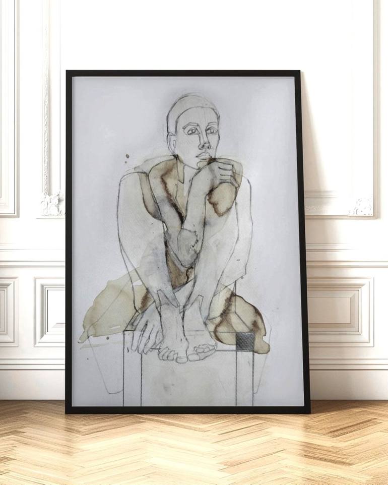 Original Figurative Nude Drawing by Doris Schmitz