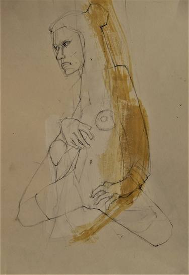 Original Expressionism Nude Drawings by Doris Schmitz