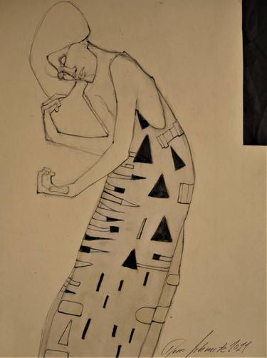 Original Expressionism Women Drawings by Doris Schmitz