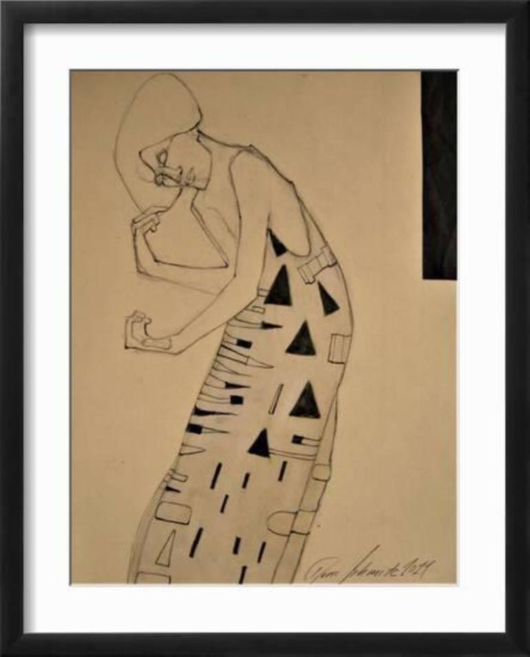 Original Expressionism Women Drawing by Doris Schmitz