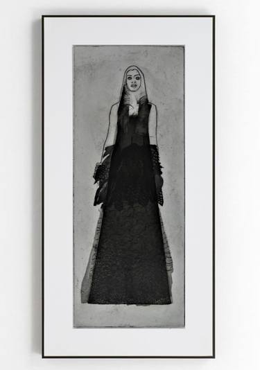 WOMAN WEARING FEATHERS AND LACE - Limited Edition of 1 thumb