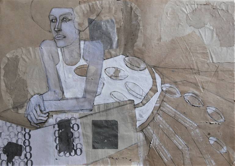 Original Figurative Women Collage by Doris Schmitz