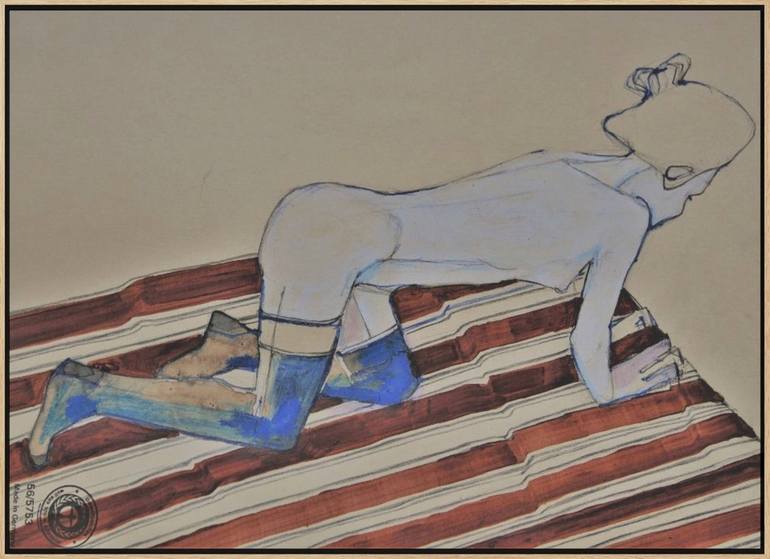 Original Figurative Erotic Drawing by Doris Schmitz