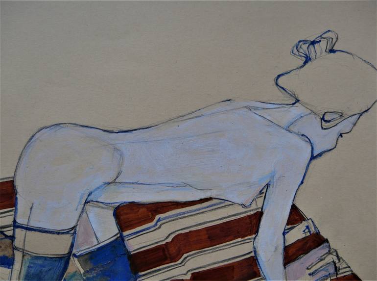 Original Figurative Erotic Drawing by Doris Schmitz