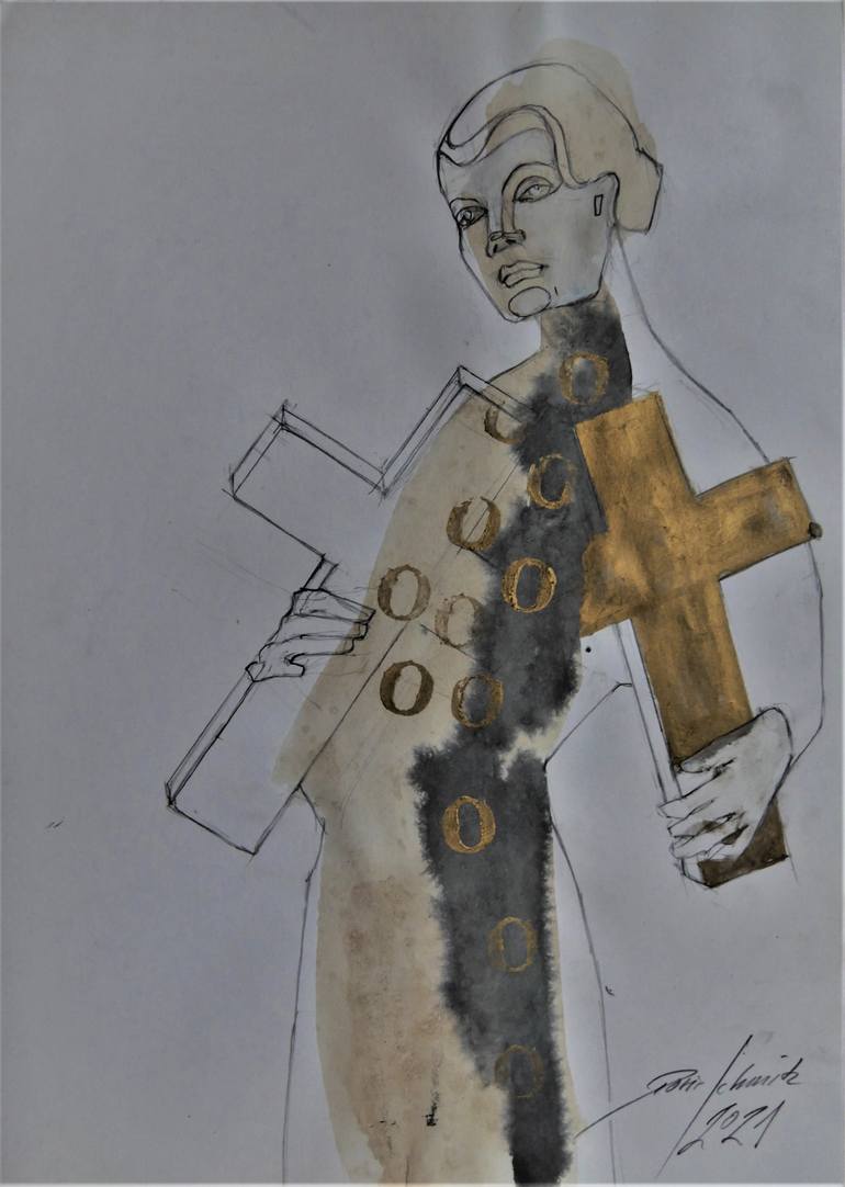 Original Art Deco Women Drawing by Doris Schmitz
