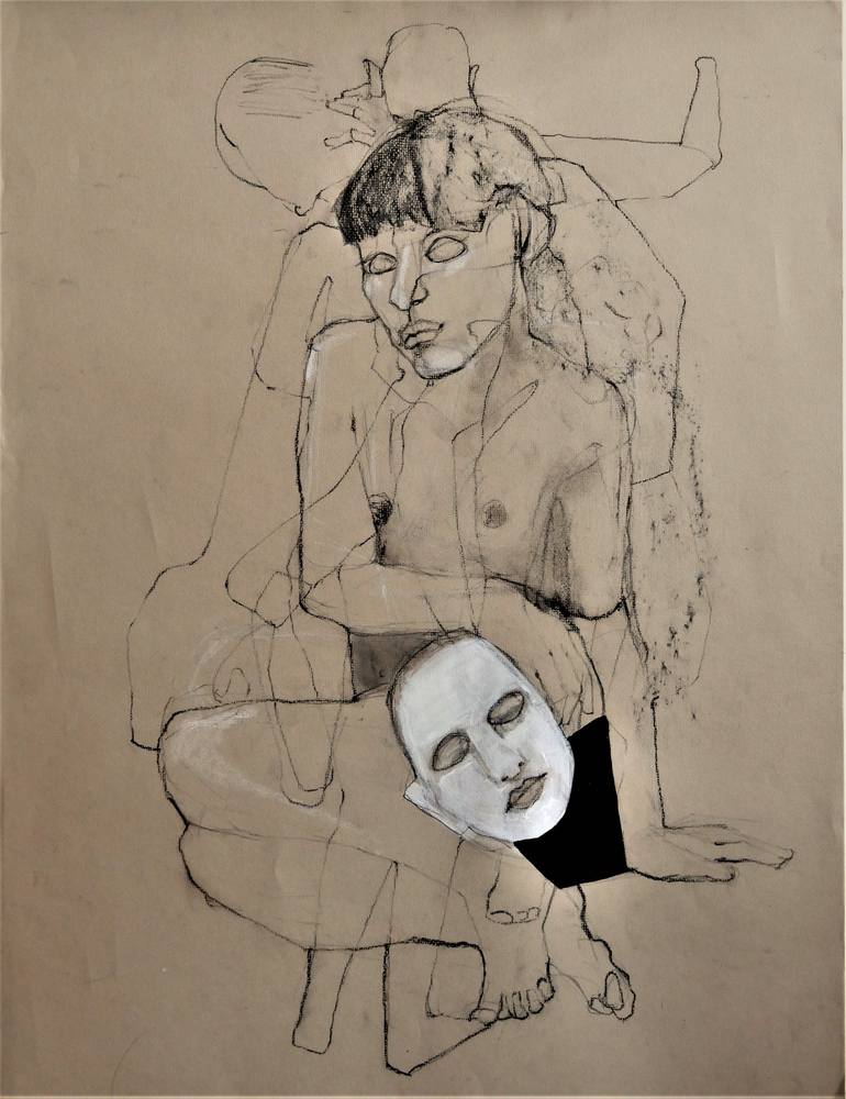 Original Dada Nude Drawing by Doris Schmitz