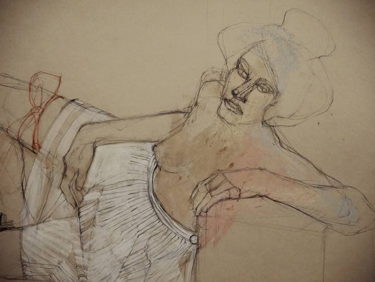 Original Figurative Nude Drawing by Doris Schmitz