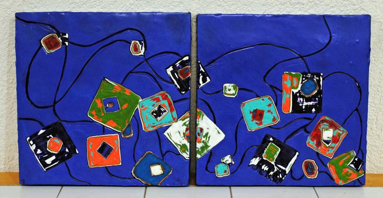 Original Abstract Geometric Painting by Tera Fujan