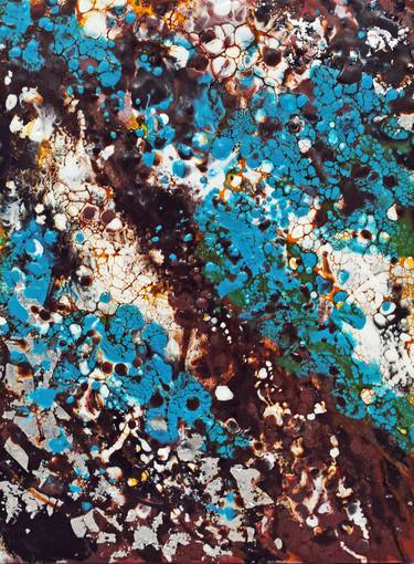 Turquoise geode II - encaustic wax painting thumb
