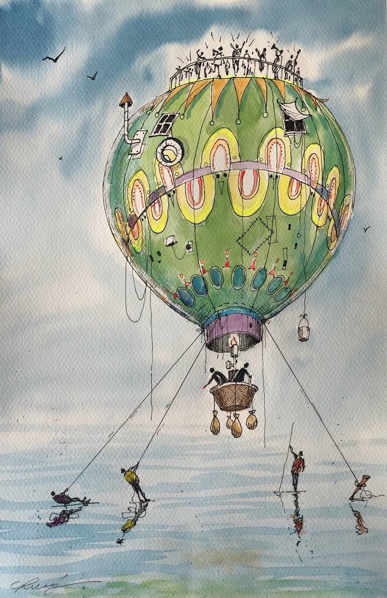 hot air balloon art