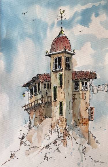 Original Architecture Painting by Carlos Ruiz