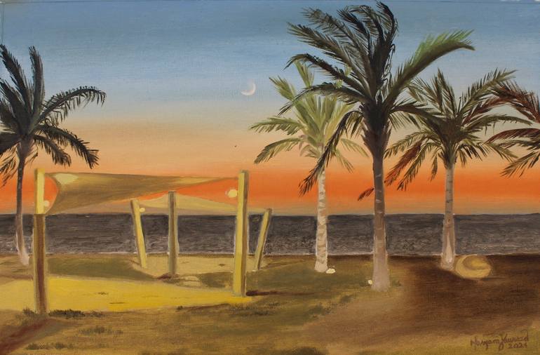 Sunset at Jeddah Corniche Painting by Maryam Jawwad Saatchi Art