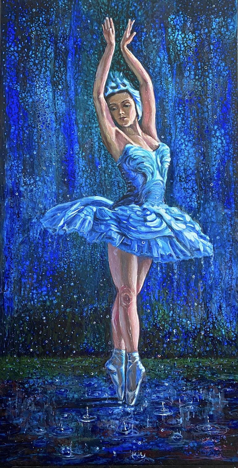 Rainy Day at Swan Lake (Ballerina and Painting by Freddy | Saatchi Art