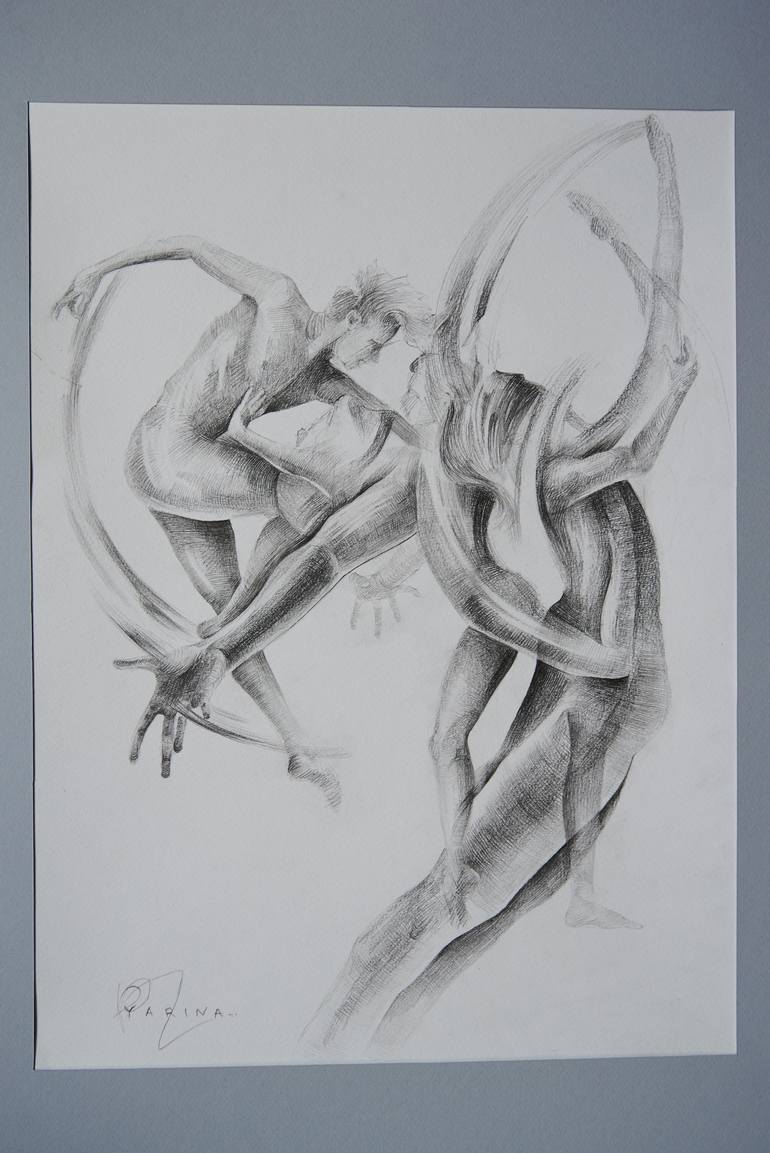Original Abstract Body Drawing by Yarina Pazina