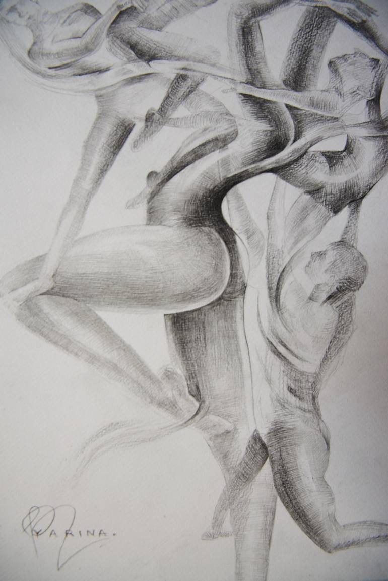 Original Abstract Body Drawing by Yarina Pazina