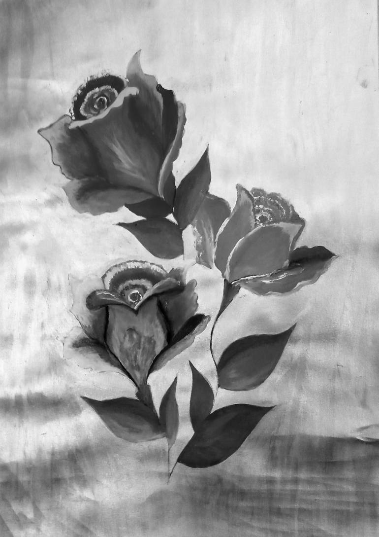 Black and white Rose flower shading Painting by nikita t | Saatchi Art