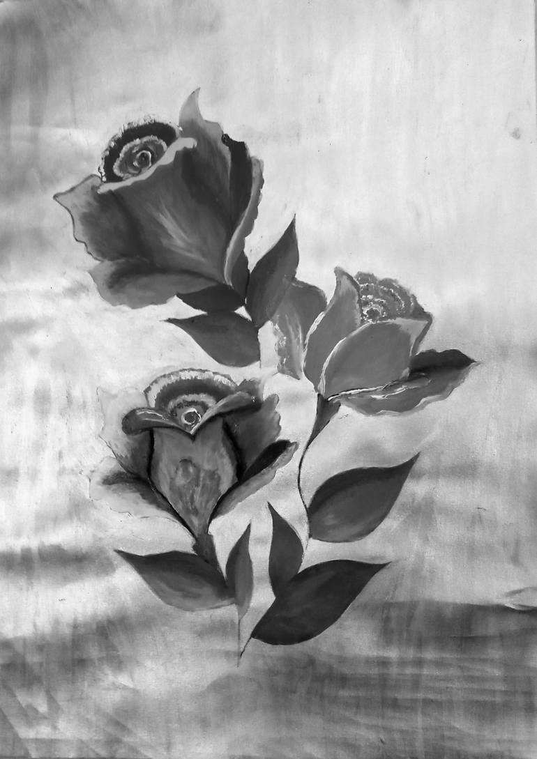 Black and white Rose flower shading Painting by nikita t | Saatchi Art