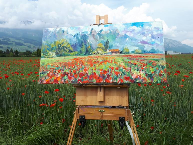 Original Impressionism Landscape Painting by Anna Shesterikova