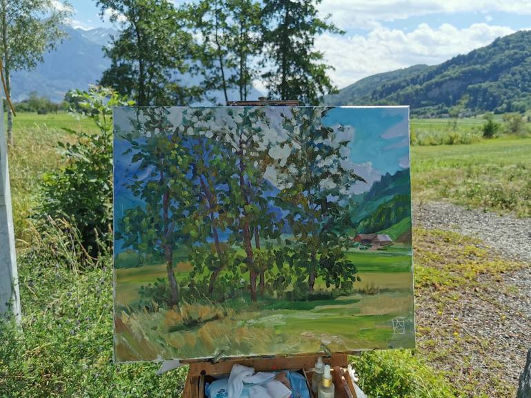 Original Impressionism Landscape Painting by Anna Shesterikova