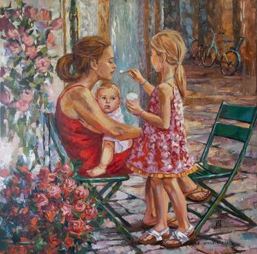 Print of Figurative Family Paintings by Anna Shesterikova