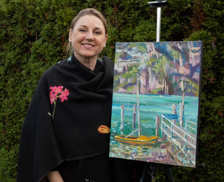 Original Post-impressionism Landscape Painting by Anna Shesterikova