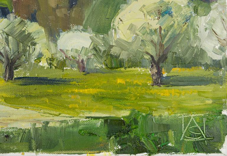 Original Post-impressionism Landscape Painting by Anna Shesterikova