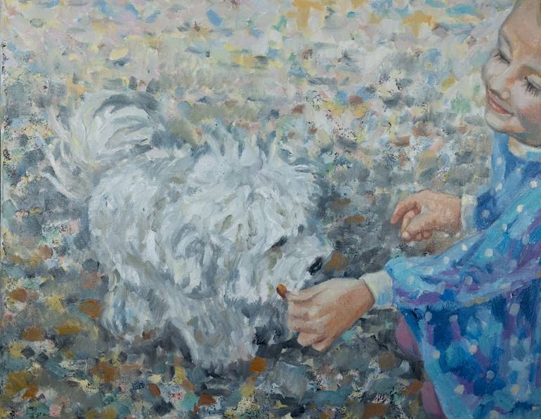 Original Impressionism Animal Painting by Anna Shesterikova