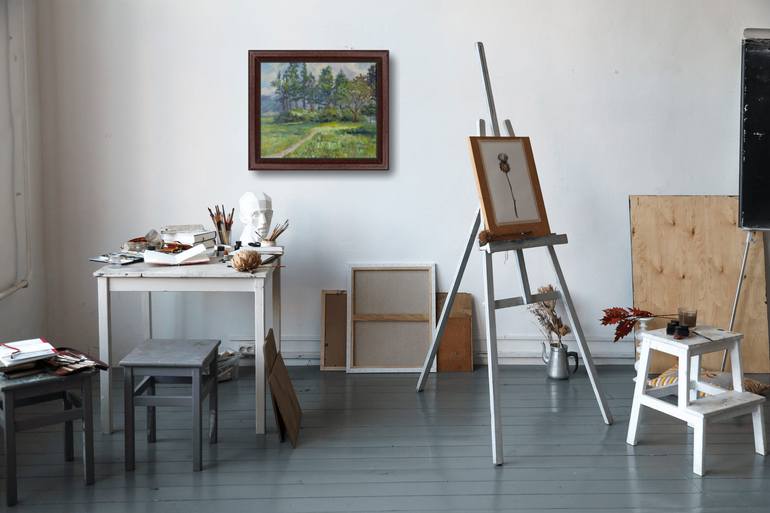 Original Post-impressionism Landscape Painting by Anna Shesterikova