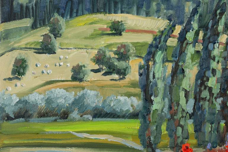 Original Post-impressionism Landscape Painting by Anna Shesterikova