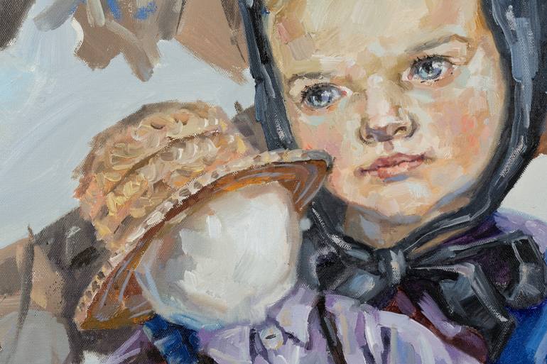 Original Realism People Painting by Anna Shesterikova