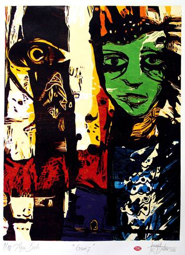 Original Expressionism People Printmaking by Tezcan Bahar