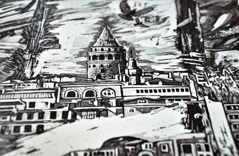 Original Modern Cities Printmaking by Tezcan Bahar