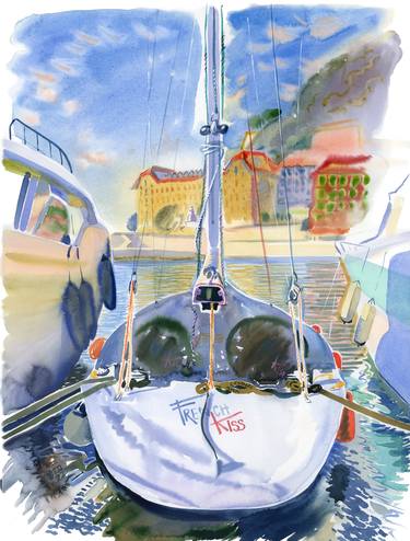 Print of Boat Paintings by Olga Prokopenko