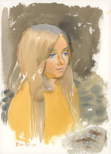 Portrait of a girl in warm colors thumb