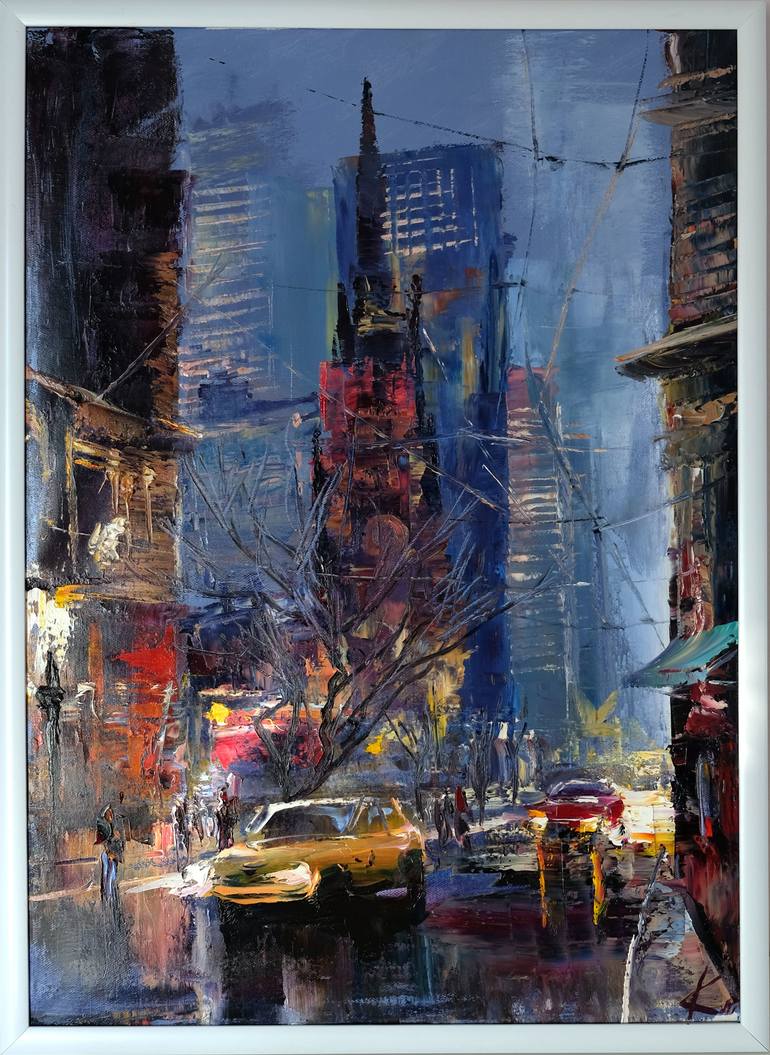 NY By Night Painting by Maria Karatekin | Saatchi Art