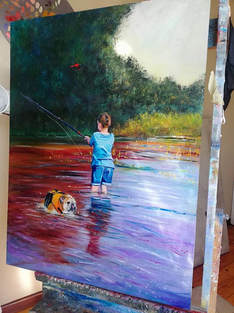 Original Realism Children Painting by Nico Le Roux