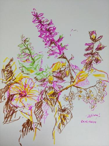 Print of Abstract Floral Drawings by Inta Gloda