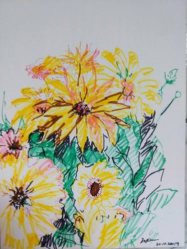 Print of Abstract Floral Drawings by Inta Gloda