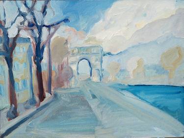 Arc de triomphe sketch with oil paint thumb