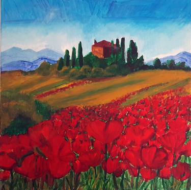 Poppies fields in Tuscany thumb