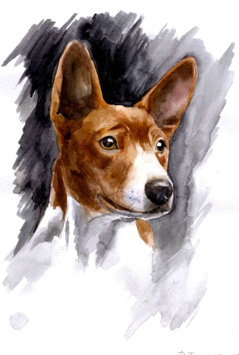 BASENJI Dog Painting ART 11 X 14 LARGE Print by Artist DJR 