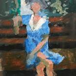 Blue On A Bench by Fred Bell