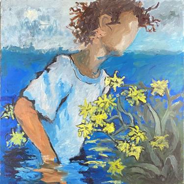 Looking For Flowers, Figure with landscape in water. thumb