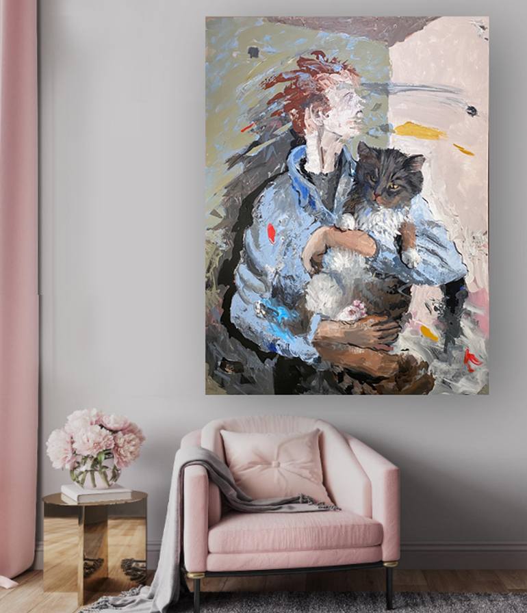 Original Contemporary Cats Painting by Fred Bell