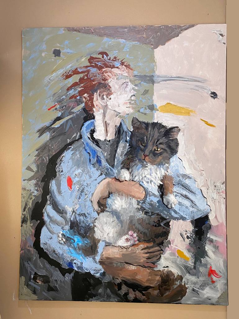 Original Expressionism Cats Painting by Fred Bell