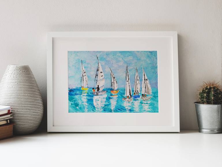 Original Sailboat Painting by Svetlana Adamenko