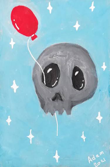 Skull with a balloon thumb