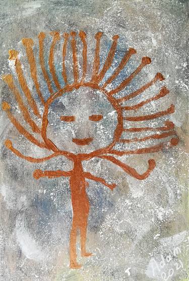 Petroglyph Sun head god thumb